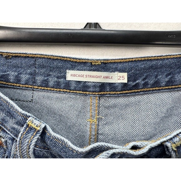 Levis Ribcage Straight Ankle High Rise Jeans Womens 25x27 Distressed Button Fly - Picture 4 of 12